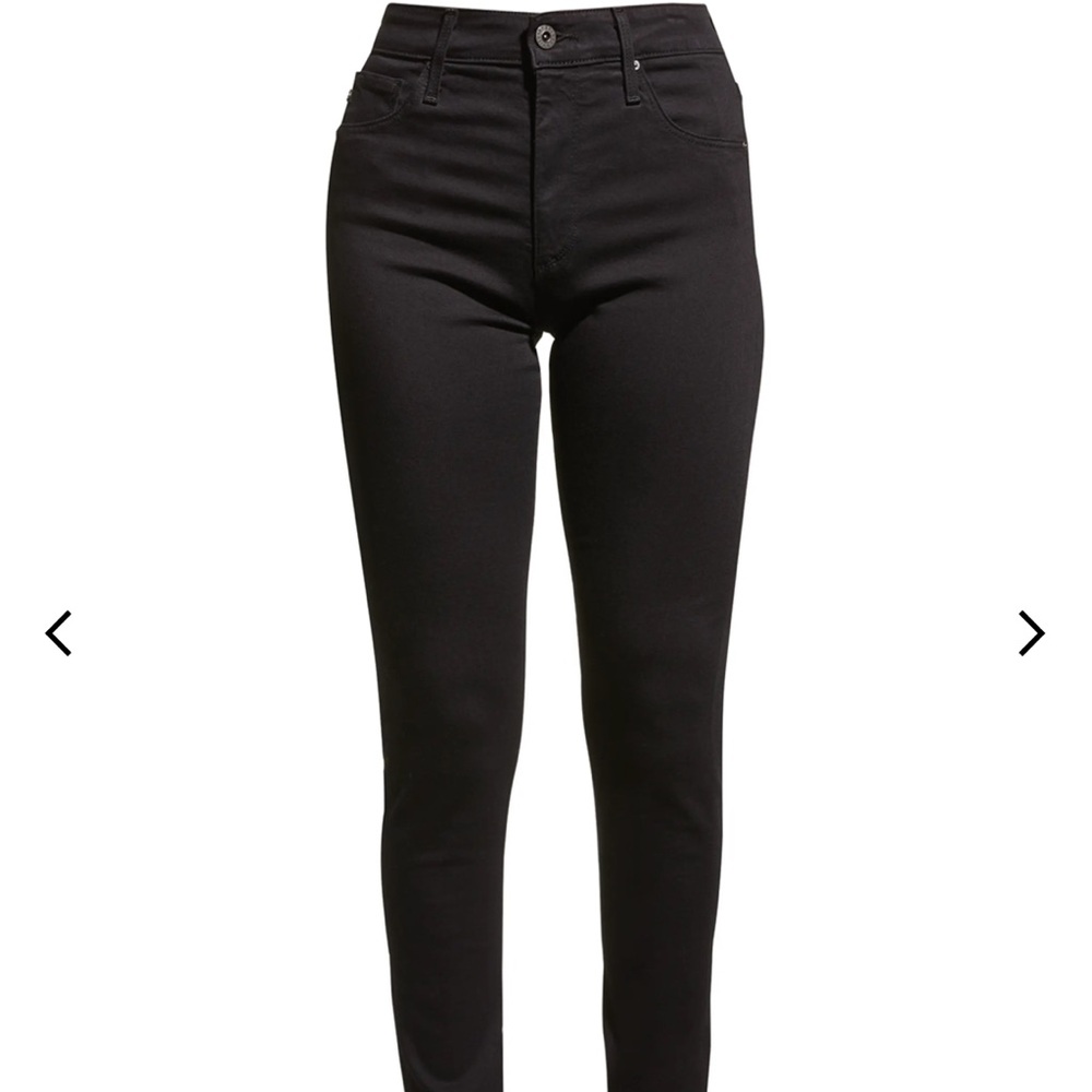 AG High Rise Super Black Farrah Skinny Ankle Jeans